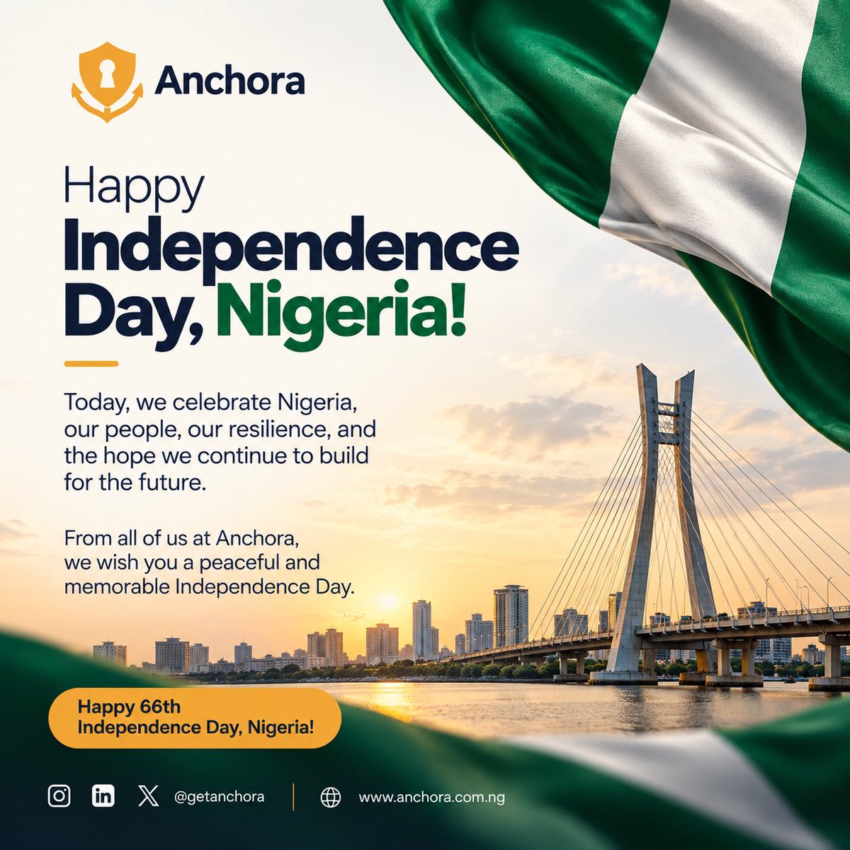 getanchora's tweet photo. Celebrating the strength, spirit, and beauty of Nigeria today and always.

Happy Independence Day, Nigeria! 💚🤍💚

#Anchora #GetAnchora #IndependenceDay #NigeriaAt66 https://t.co/uxhzgyjAOa