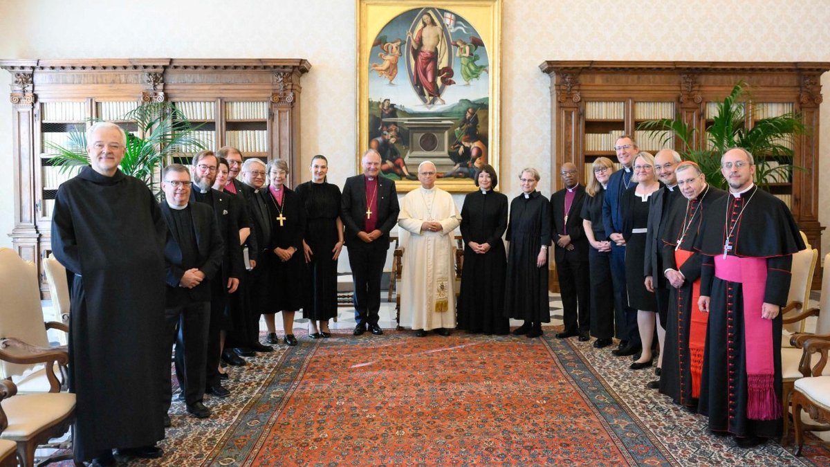 lutheranworld's tweet photo. LWF leaders meet with Pope Leo XIV in the Vatican for their first official encounter since his election during the conclave of May 2025.

Read more: https://t.co/WOTFSkV8pm

#LutheranWorld #ChristianUnity #ecumenism #Vatican https://t.co/6FIKNFQSrd