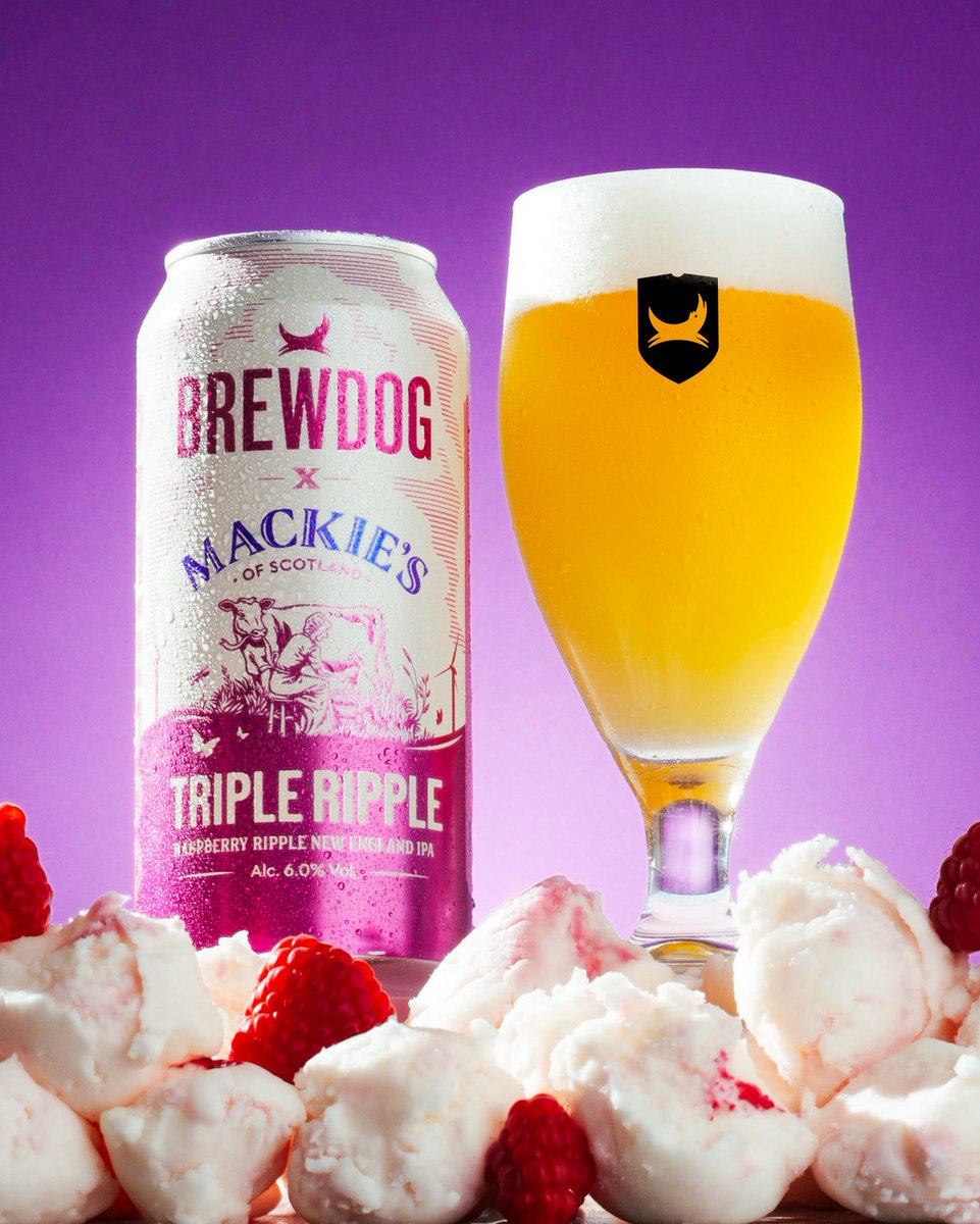 BrewDog's tweet photo. RASPBERRY RIPPLE ICE CREAM BEER. Pinch me, I'm dreaming. 

We've teamed up with local legends Mackie's to bring you another delicious ice cream / beer extravaganza. 

Get stuck in: https://t.co/ttLYlytSJz

(Also in supermarkets &amp; our bars) https://t.co/AEQIzuA1oN