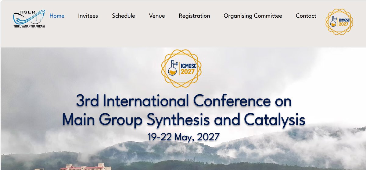 MainTvm's tweet photo. 🌐 ICMGSC 2027 website is now LIVE! https://t.co/VcjhOi15PO 
Pre-registration for international graduate students &amp; postdocs opens 5 October 2026.
#ICMSGC2027 #MainGroupChemistry #Catalysis
@tvmiiser https://t.co/vmxObhf8UR