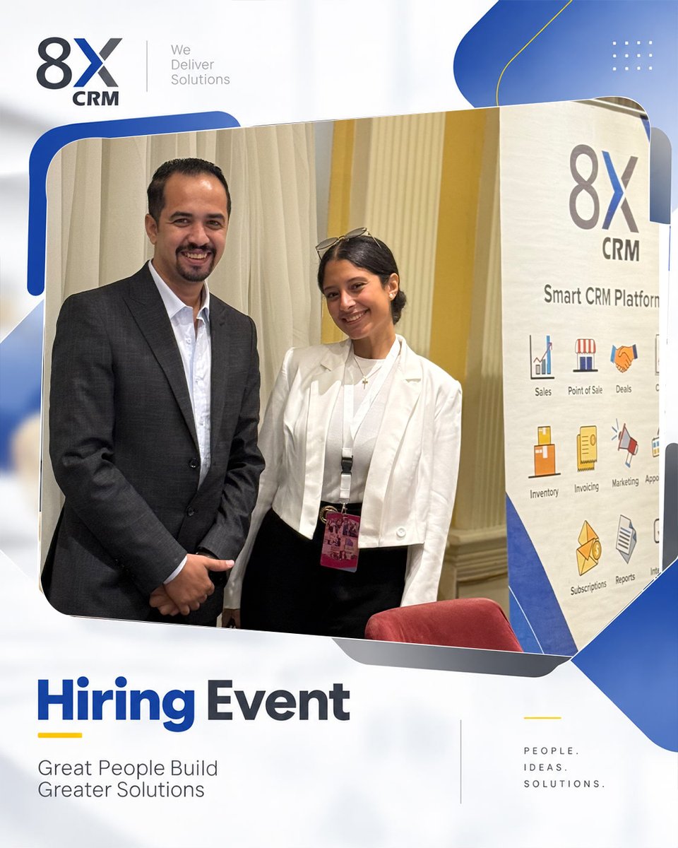 8xCrm's tweet photo. بين Talents بتدور على فرص جديدة وBusiness بيدور على Growth… فرص حقيقية بتبدأ.

سعداء بمشاركة 8X CRM في الـJob Fair، اللي نظمته شركة Education For Employment (EFE)، وجمع شركات من قطاع الـSoftware & IT مع خريجين وباحثين عن فرص جديدة في سوق العمل.

وجودنا في الـEvent كان أكتر من مجرد مشاركة…

كانت فرصة حقيقية نتعرف على Talents جديدة، ونقابل شباب عندهم الـSkills والـPotential، ونبدأ Conversations ممكن تفتح فرص جديدة في المستقبل.

وفي نفس الوقت، كانت المشاركة خطوة جديدة في تعاوننا مع EFE، وفرصة نبني علاقات أقوى ونخلق Value أكبر للطرفين.

كل الشكر لفريق EFE علي التنظيم، ولكل الـCandidates اللي قابلناهم وشاركوا معانا في الـEvent.

مبسوطين إننا كنا جزء من الـEvent، ومتطلعين إن التعاون بين 8X CRM وEFE يكمل بخطوات ونجاحات أكبر.

8X CRM — شغلك أذكى. خطوتك أسرع.

📍مكتبنا في مصر:

+20 1211888811

📍مكتبنا في الإمارات:

+971 504035209

☎️ الخط الأرضي:

+20 2 21304790

#8XCRM #CRM #8worx #EFE_Egypt  #LeadWithIntelligence⁩⁩ #Job_Fair
