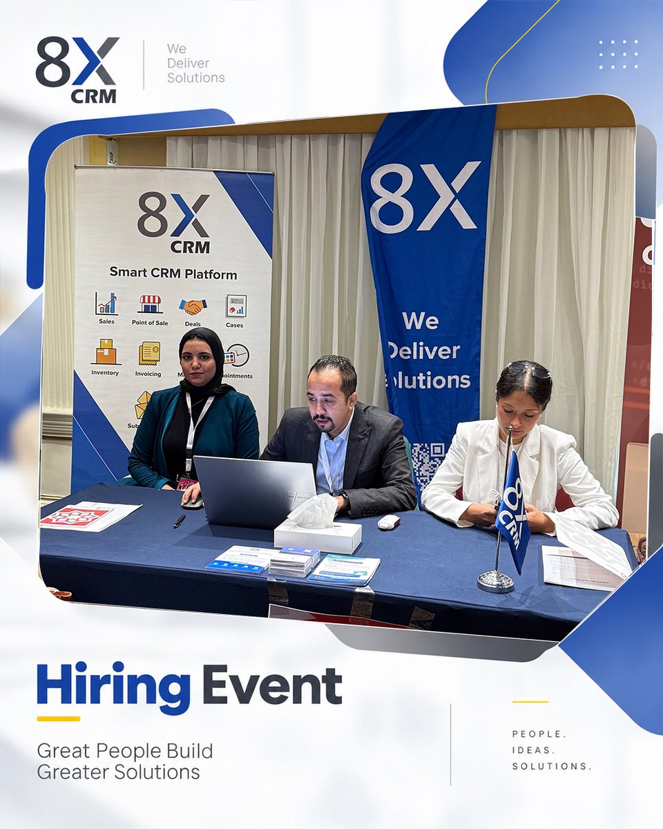 8xCrm's tweet photo. بين Talents بتدور على فرص جديدة وBusiness بيدور على Growth… فرص حقيقية بتبدأ.

سعداء بمشاركة 8X CRM في الـJob Fair، اللي نظمته شركة Education For Employment (EFE)، وجمع شركات من قطاع الـSoftware & IT مع خريجين وباحثين عن فرص جديدة في سوق العمل.

وجودنا في الـEvent كان أكتر من مجرد مشاركة…

كانت فرصة حقيقية نتعرف على Talents جديدة، ونقابل شباب عندهم الـSkills والـPotential، ونبدأ Conversations ممكن تفتح فرص جديدة في المستقبل.

وفي نفس الوقت، كانت المشاركة خطوة جديدة في تعاوننا مع EFE، وفرصة نبني علاقات أقوى ونخلق Value أكبر للطرفين.

كل الشكر لفريق EFE علي التنظيم، ولكل الـCandidates اللي قابلناهم وشاركوا معانا في الـEvent.

مبسوطين إننا كنا جزء من الـEvent، ومتطلعين إن التعاون بين 8X CRM وEFE يكمل بخطوات ونجاحات أكبر.

8X CRM — شغلك أذكى. خطوتك أسرع.

📍مكتبنا في مصر:

+20 1211888811

📍مكتبنا في الإمارات:

+971 504035209

☎️ الخط الأرضي:

+20 2 21304790

#8XCRM #CRM #8worx #EFE_Egypt  #LeadWithIntelligence⁩⁩ #Job_Fair