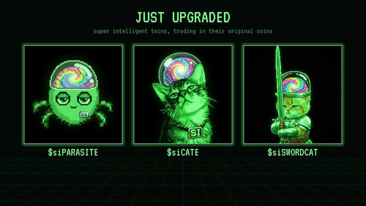 superintelmemes's tweet photo. Fresh out of the machine

PARASITE, CATE and SWORDCAT just got a bigger brain

Every buy of a twin is a buy of the original, and 1% of every trade burns it https://t.co/7SdeJb4x0h