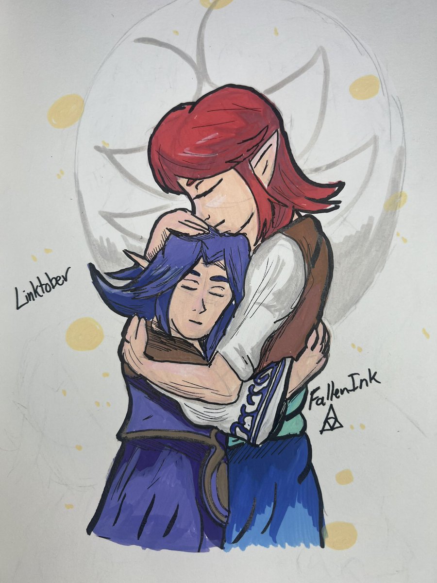 Fallen_Ink's tweet photo. Linktober Day 1: Love/Friendship. “Please take refuge. We are fine here. We shall greet the morning…together.” Anju and Kafei are destined to be together. #linktober #link10ber #linktober2026 #zelda #legendofzelda #nintendo #art #drawingㅤㅤ https://t.co/mObKTbRC9s