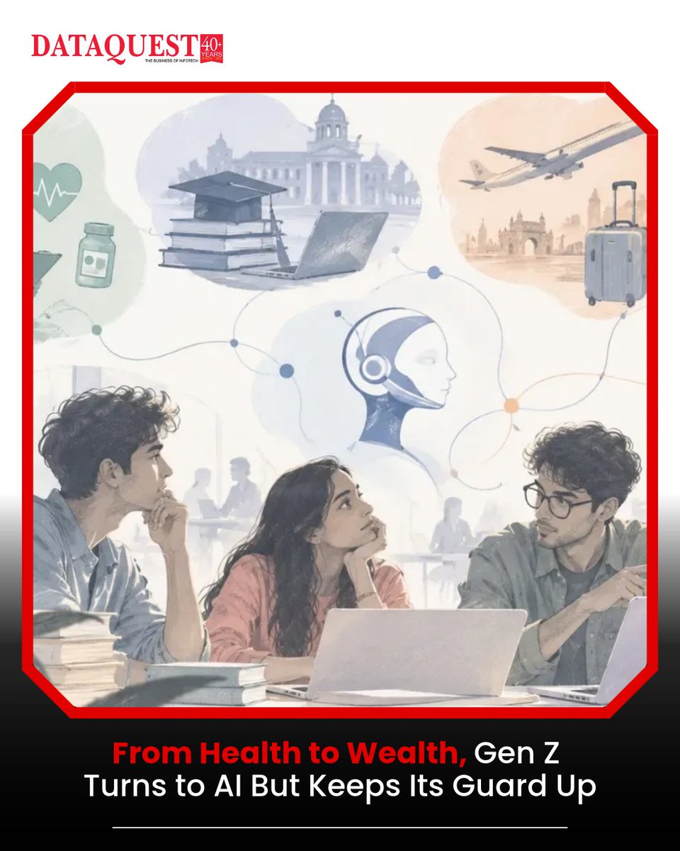 dataquestindia's tweet photo. Gen Z &amp; AI: Trust with Caution

A Rukam Capital study finds growing use of AI for health, career, and financial decisions among Gen Z in India. But young users’ experiences highlight the importance of verifying answers

Read More: https://t.co/IXrWHGPuJH

#Dataquest #AI #GenZ https://t.co/lY0RYtpZ57