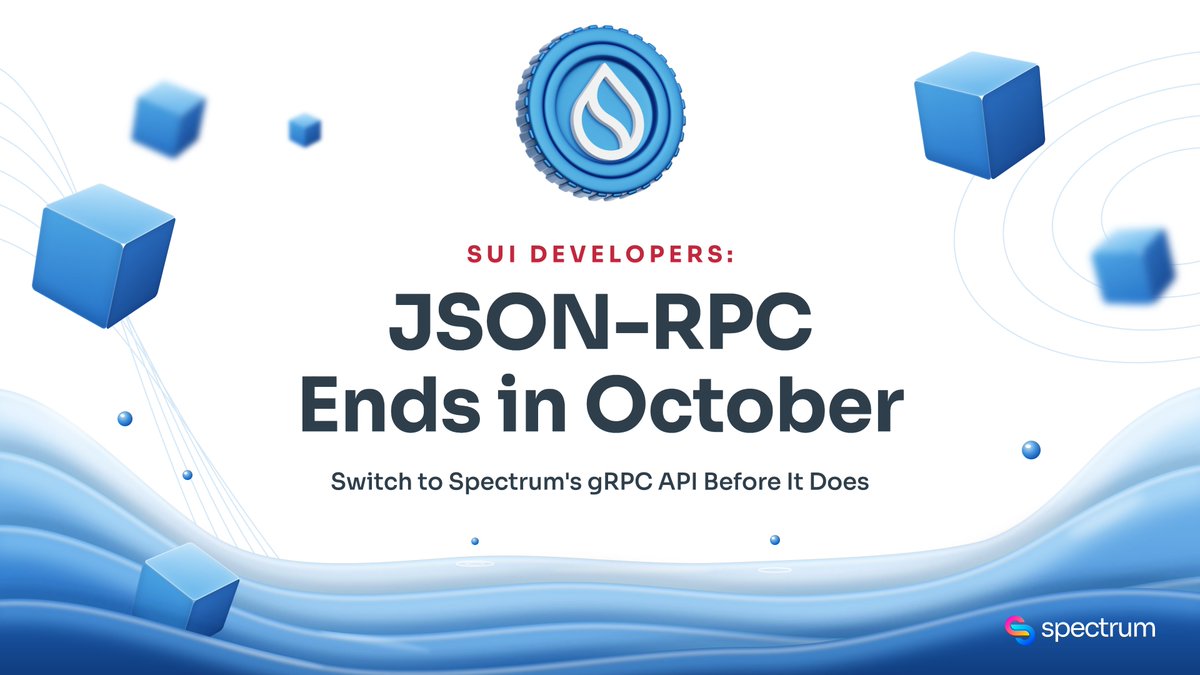 SpectrumNodes's tweet photo. October is your deadline if your Sui app still calls JSON-RPC!

Spectrum is the best API for Sui gRPC

⚡ Live checkpoint streams
🧩 Strict protobuf types
📦 Compact binary payloads
🎯 Only the fields you need

Start for Free: 
https://t.co/Eslm10zgnl https://t.co/GRNthLA0I8