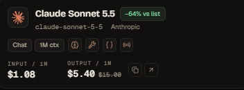 Zouithe3rd's tweet photo. Cheapest sonnet 5.5 u can get available on newtoken https://t.co/GGZKVVEuA3