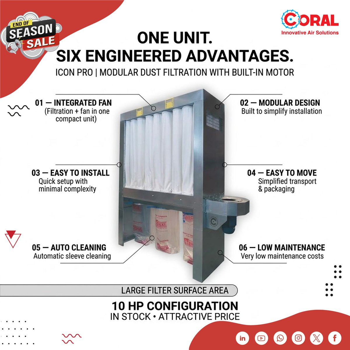 Coral_Ind's tweet photo. ONE UNIT. SIX ENGINEERED ADVANTAGES.
When dust extraction gets simpler, everything around it can get simpler too.
#ICONPRO combines filtration and an integrated fan in one modular solution designed for extracting & filtering dust and wood shavings.
#CoralIndia #EndOfSeasonSale https://t.co/o4TRdGD5on