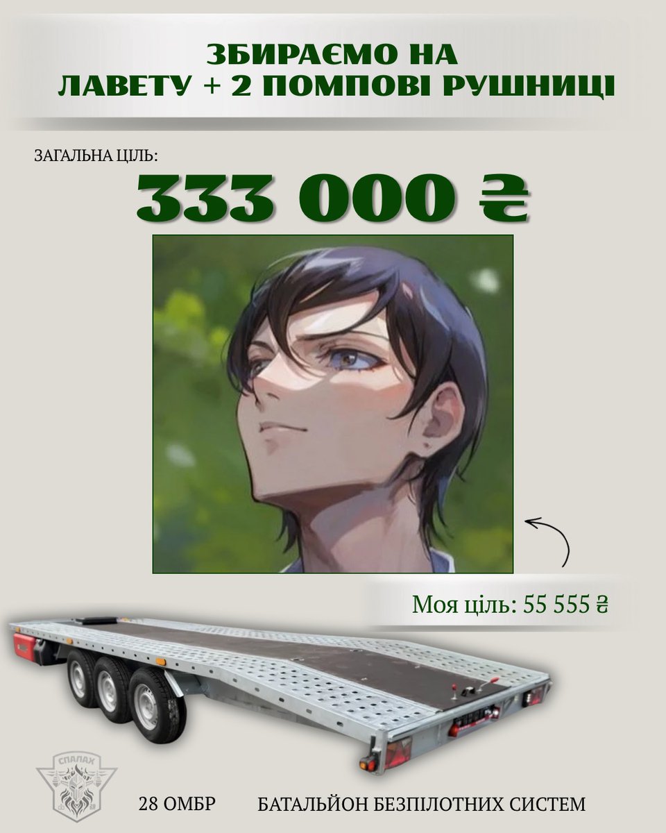 GolLelouch's tweet photo. 🚨ЛАФЕТНОРУШНИЧНИЙ ЗБІР + РОЗІГРАШ 6+ ПРИЗІВ🚨

Збираємо 333 000 грн для 28 ОМБр, батальйону «Спалах»🔥
Ціль: 55 555

⚡️Not IF донатити. NOW донатити⚡️
🥫https://t.co/wjj5bW2cdq

Умови розіграшу:  
🎟️100 грн = 1 квиток 
🙀Не з Моно? Залишайте контакти в донаті💪

Призи нижче👇 https://t.co/Iy6FXvcT9l
