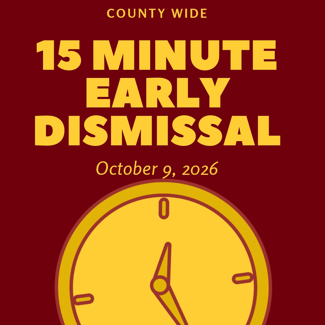 HFFMCSD's tweet photo. 📢 REMINDER: 15-Minute Early Dismissal — Oct. 9
🚌 No CONNECT or Healthy Kids
🏠 Bus riders arrive 15 minutes early
🚗 Car riders dismissed 15 minutes early
Please plan accordingly for your child’s early arrival home!
#HFFMCSD #JIO #HFIS #FMES https://t.co/Lh0PW0VR87