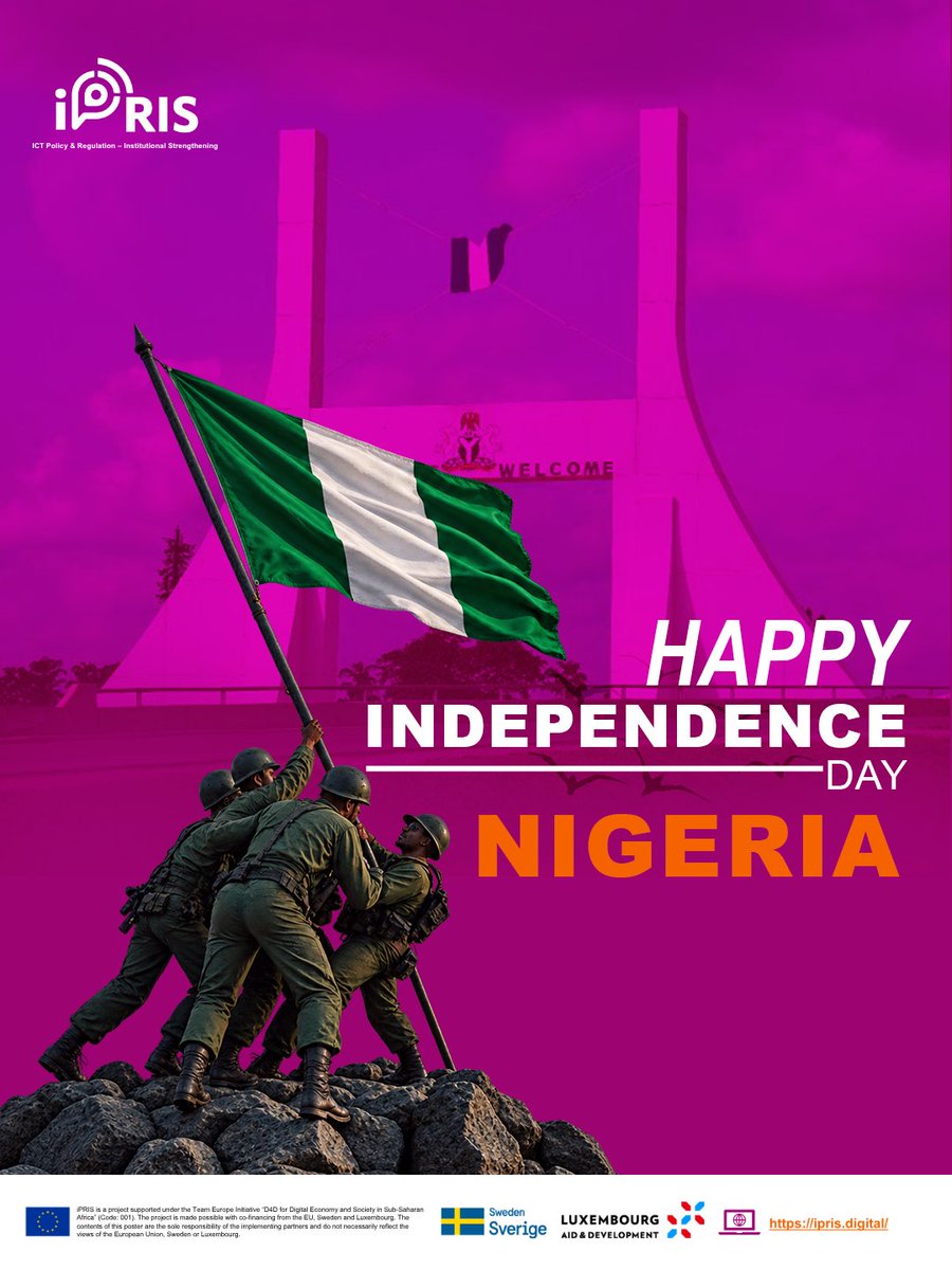 iPRIS_digital's tweet photo. Happy Independence Day, Nigeria!

We celebrate Nigeria’s contribution to Africa’s digital and telecommunications landscape and its continued engagement in the iPRIS network through the NCC.

Here’s to continued progress and digital development!

#NigeriaIndependenceDay #iPRIS https://t.co/MyApPE42CX