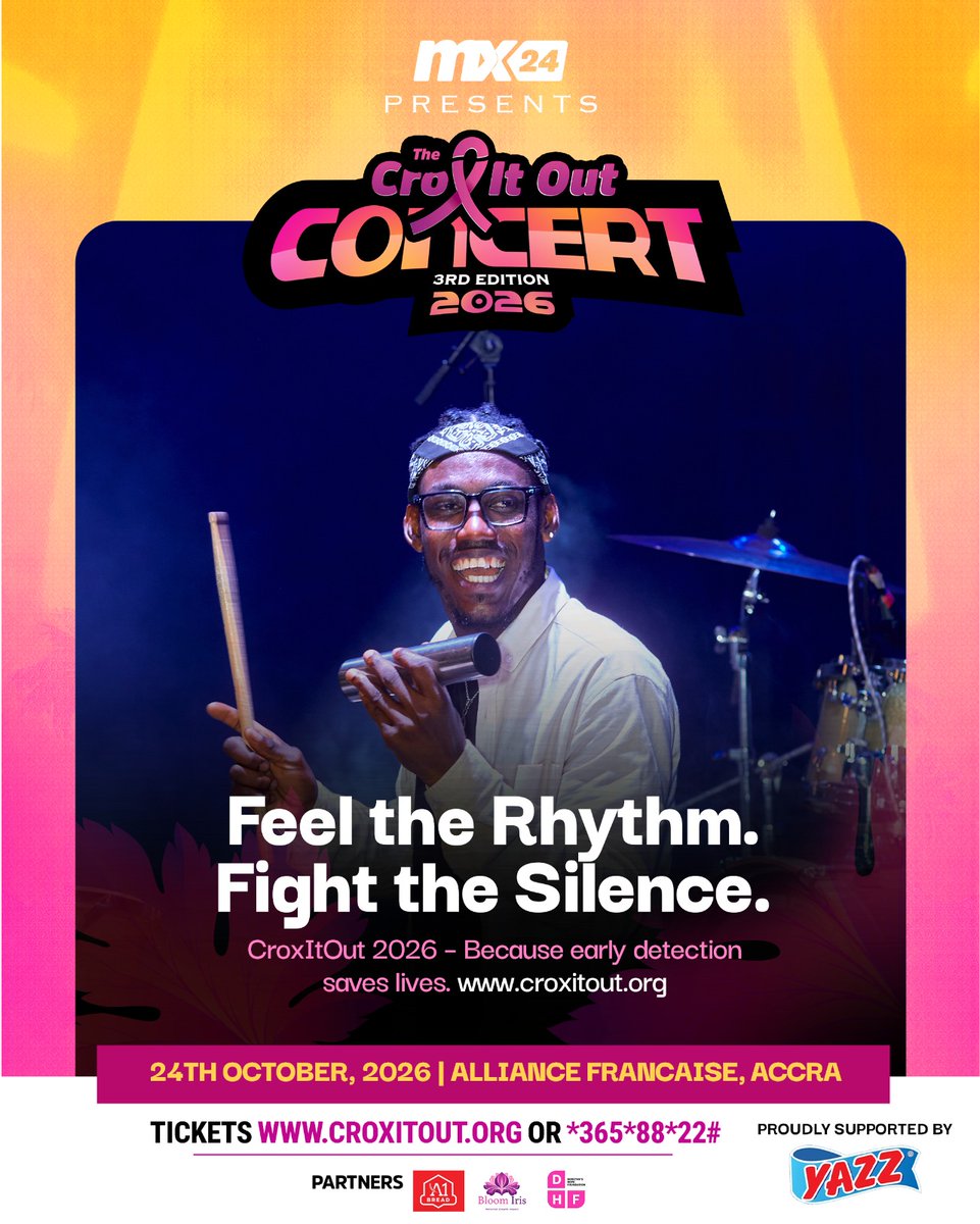 mx24gh's tweet photo. Feel the rhythm. Bring your moves. Let's make some noise for breast cancer awareness! 💃🏾🎶
The 3rd edition of the #CroxItOutConcert is calling. Get your people together and come through!
Visit https://t.co/5UULHqpS6d to grab your early bird tickets now!
#CroxItOut #BreastCancerAwareness