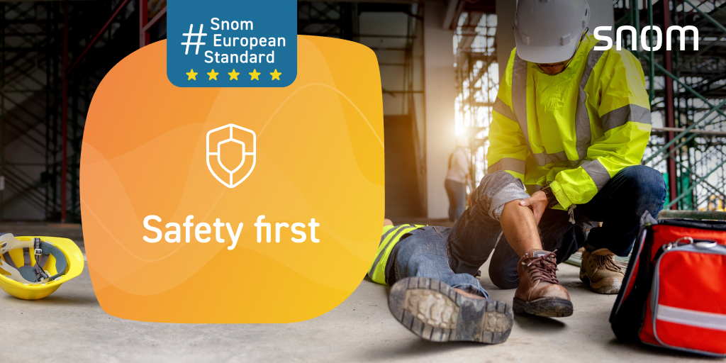 snom's tweet photo. When a worker is down, every second counts. Getting help there fast is part of the job.
🚑 Man Down Alarm
🦺 Pull-Cord Alarm
🏃‍Run Detection
💪 Snom M85 rugged design
Safety first. Built to the #SnomEuropeanStandard.
 https://t.co/ds8gq2pVbt https://t.co/lw94Ep53yn