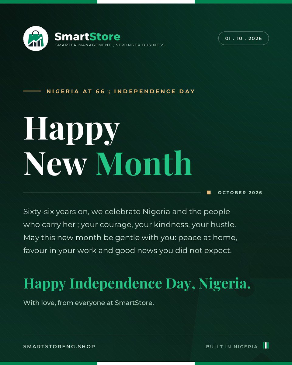 smartstore_ng's tweet photo. Happy new month and happy independence day from SmartStore NG https://t.co/avV0zu3PvM