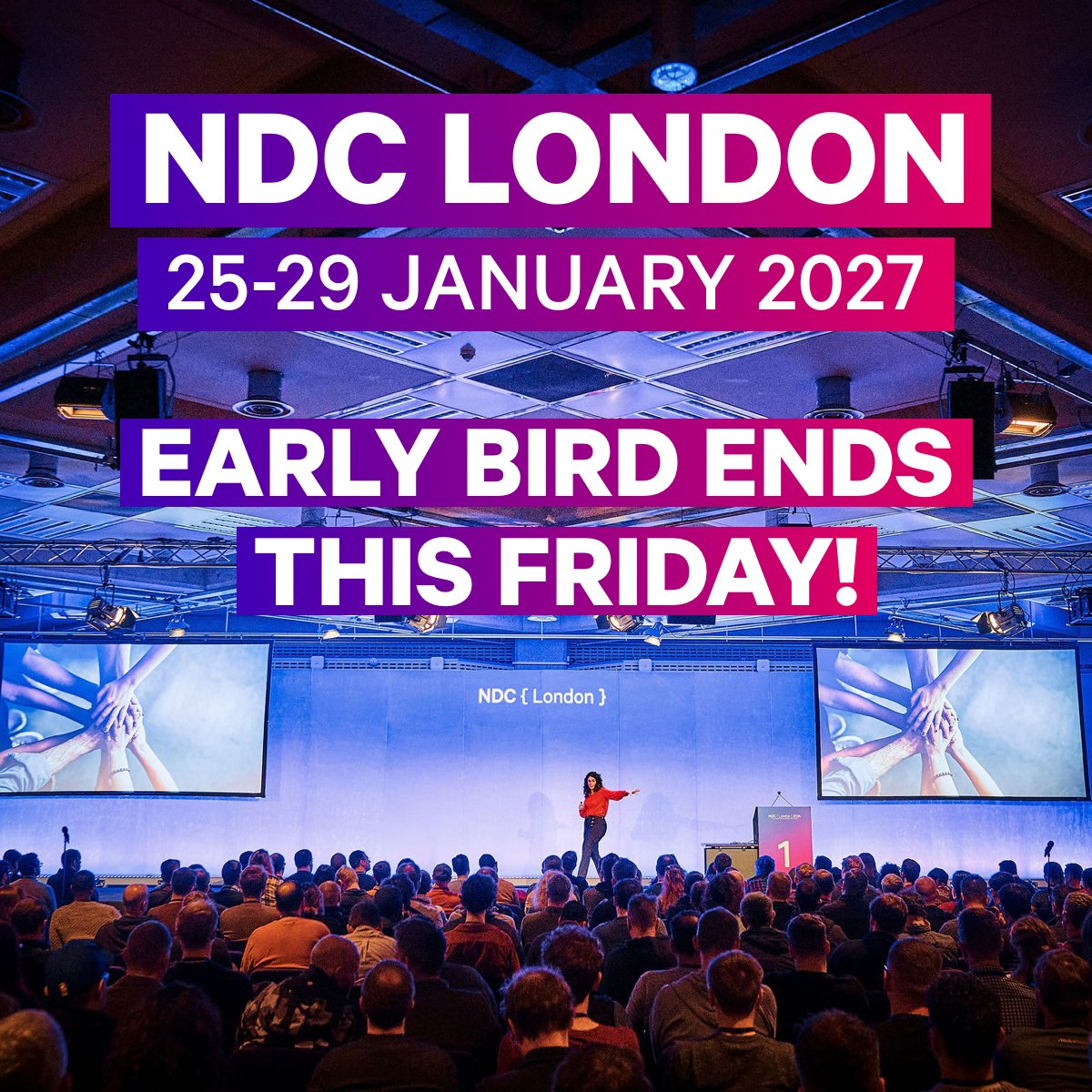 NDC_Conferences's tweet photo. ⏰ Last chance! NDC London Early Bird pricing ends tomorrow, 2 October.
Tickets -> https://t.co/A8NZHOZlX4
Lock in your ticket now and save on a week of deep-dive talks and workshops with some of the best speakers in software development! https://t.co/DL5wL2AYv1