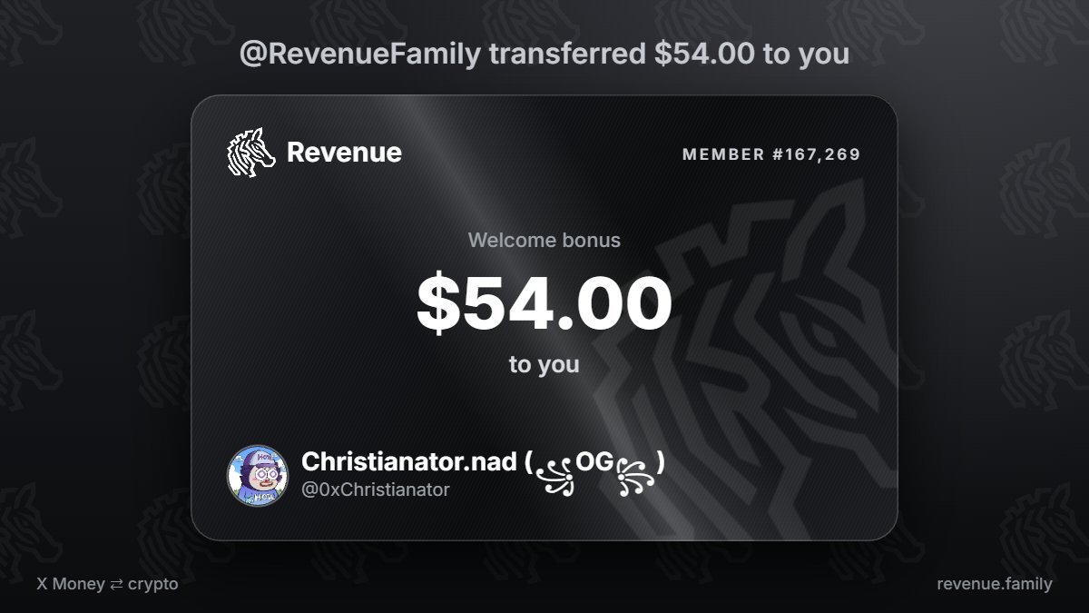 0xChristianator's tweet photo. @RevenueFamily I have received $54.00 from @RevenueFamily https://t.co/HJeaZ5SlZF