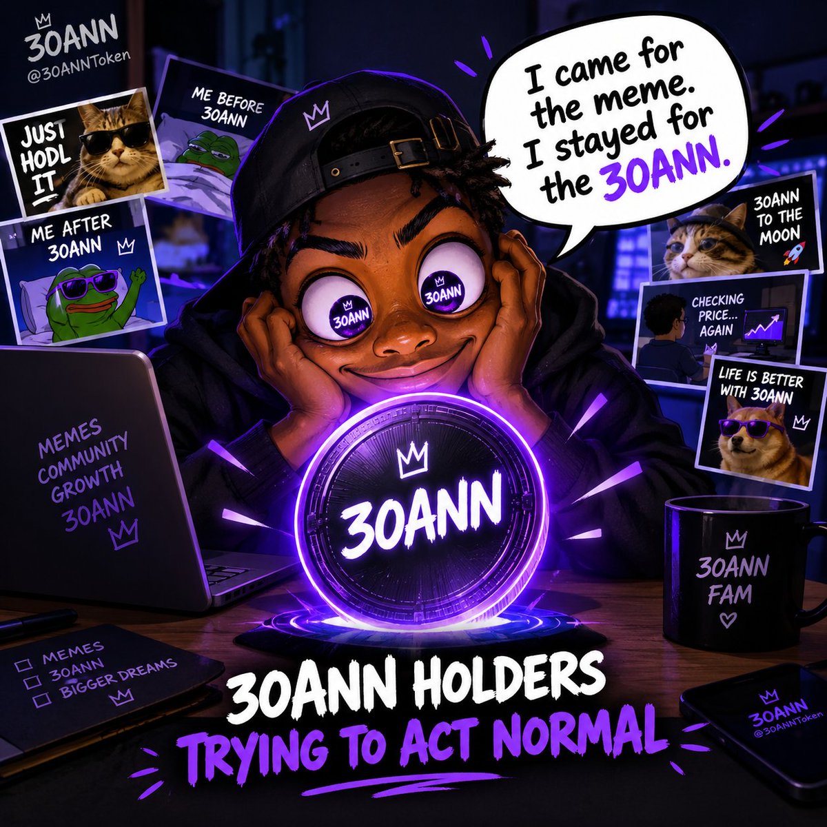 chidelight21's tweet photo. I came for the meme…

Stayed for the 30ANN 😂👑

At this point, 30ANN holders are just trying to act normal while the whole timeline is going crazy.

$30ANN 🟣
@30ANNToken

#30ANN #MemeContest https://t.co/JnrFTAEq5e