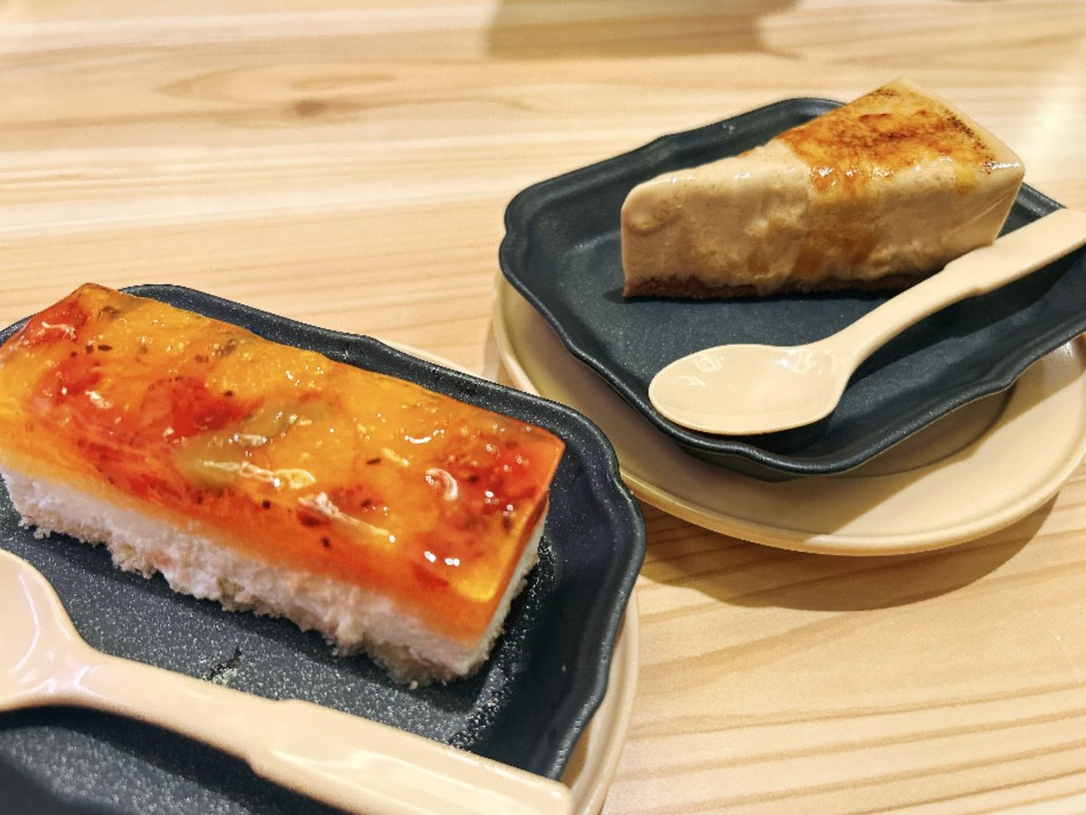koutar0322's tweet photo. お抹茶のやつ真似っこしに行ったぶりのスシローだった🍣
おいしかった！！

フルーツババロアケーキみたいなやつ
めちゃ好きなやつだった( ¨̮ )

(選ぶネタやっぱ好きな人の好きなもの意識しちゃう💭好み似てるから問題ナシ👍🏻) https://t.co/h5EsEzJGFF
