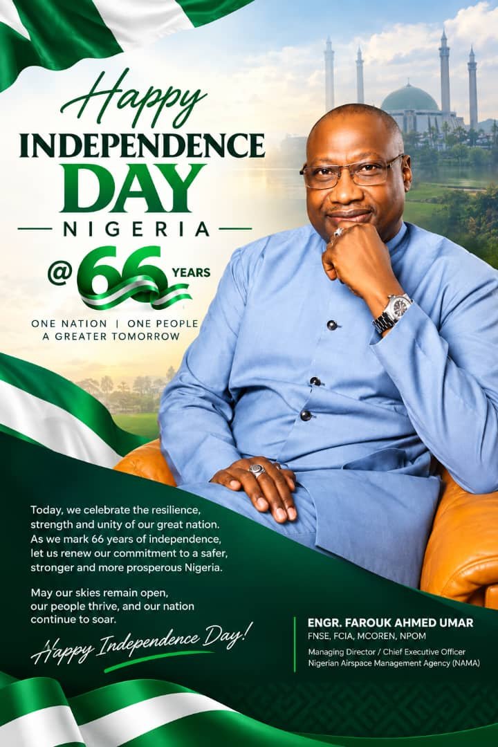 EngrAUFarouk's tweet photo. Happy 66th Independence Anniversary, Nigeria! 🇳🇬
May our nation continue to grow in peace, unity, strength and prosperity. May our skies remain safe, and may Nigeria continue to soar to greater heights.
Happy Independence Day! 🇳🇬 https://t.co/4rqPDD5605