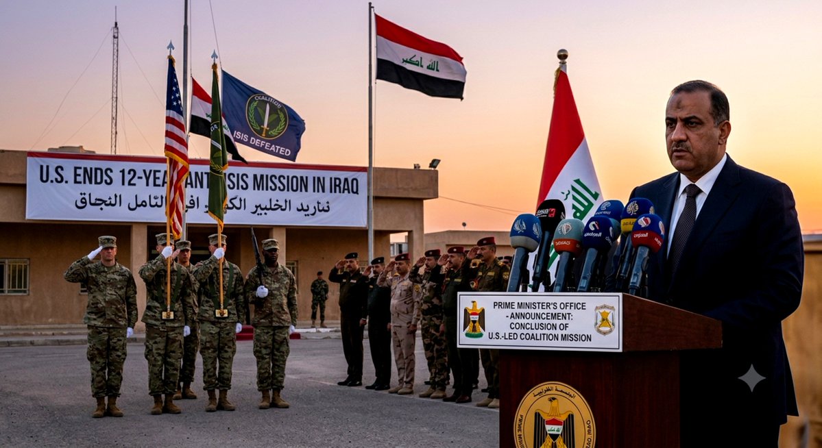 ASHOKJOSEPH0's tweet photo. U.S. officially concludes 12-year anti-ISIS mission in Iraq as last troops depart. 

#US #Iraq #ISIS #MiddleEast https://t.co/WjoC0zrd4u