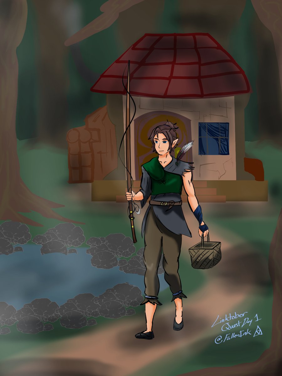 Fallen_Ink's tweet photo. Linktober Quest Day 1: Choose Link or Create O.C. Within Faron Woods there is a small home. The Assistant helps out where ever he can for his caretaker. #linktober #link10ber #linktober2026 #zelda #legendofzelda #nintendo #art #drawingㅤㅤ https://t.co/SChFlaYkX8