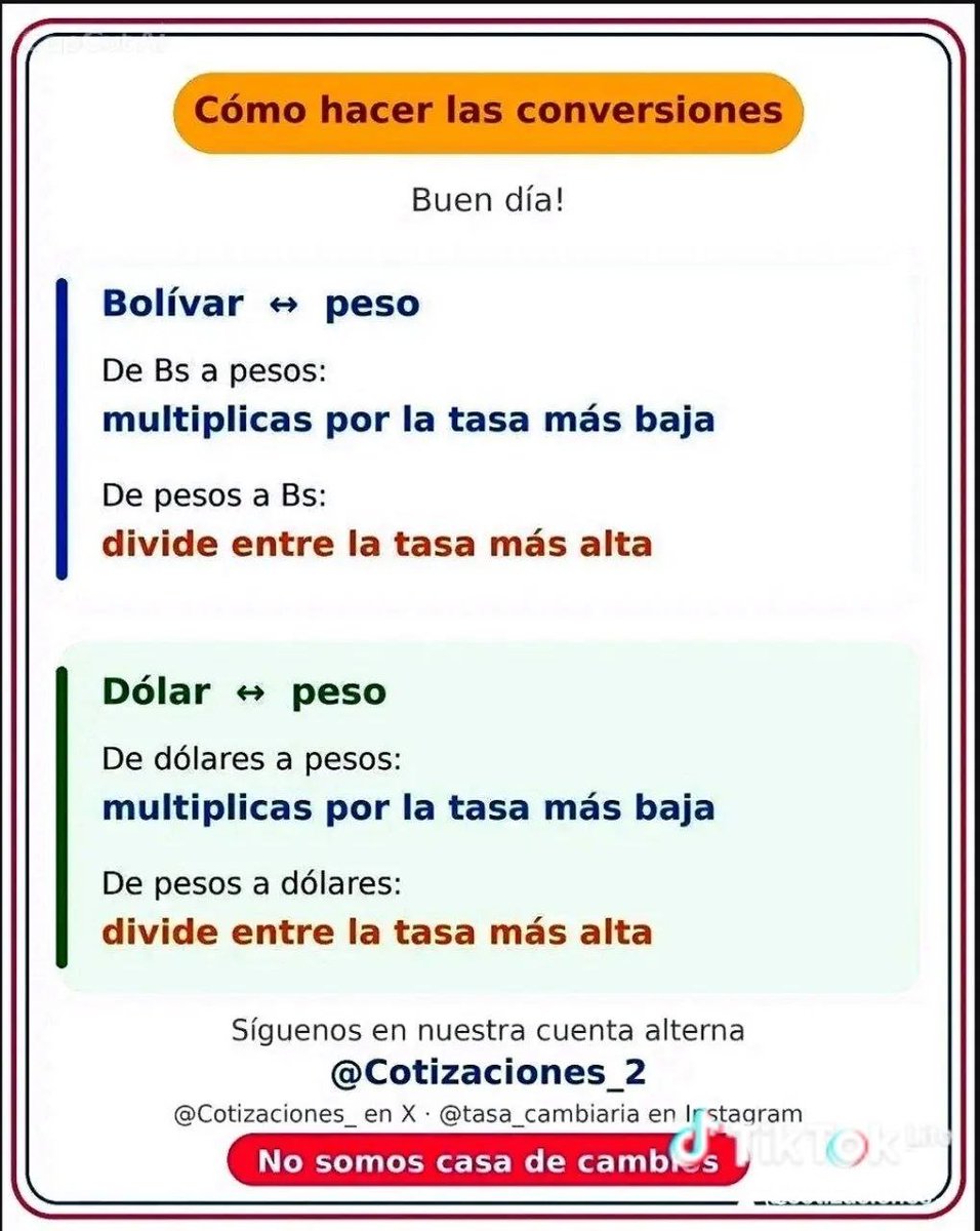 Cotizaciones_2's tweet photo. Buen día!
Tasa promedio relación Bolívar-Peso-Dolar-Euro acá en Cucuta-LaParada Colombia 
https://t.co/Apbv2aF8uN
⚠️ No somos casa de cambios ⚠️ https://t.co/CJtfjcYjvl