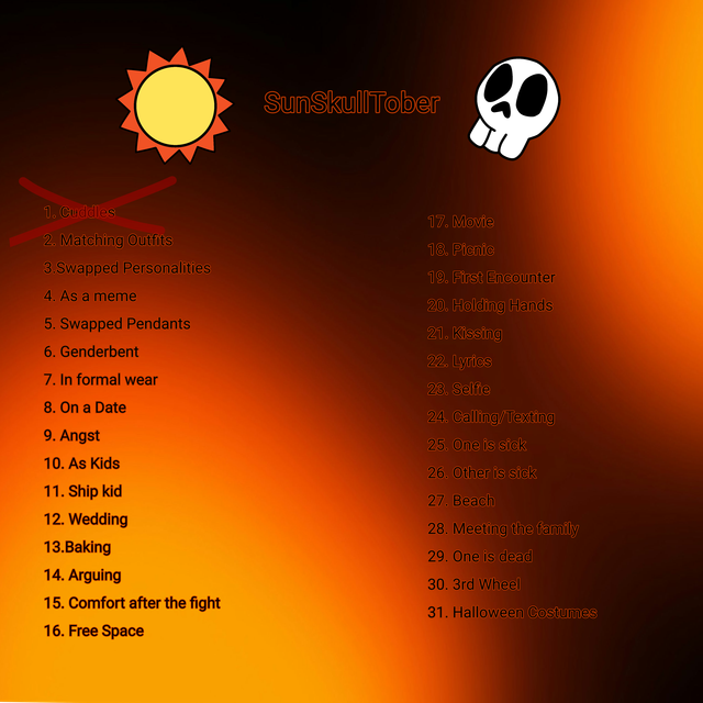 Alpha_Wolfster's tweet photo. "SunSkullTober - Day 1 - Cuddles!" By me, style inspired by Inubis!

The month of Halloween, time to overuse Orange and Black.

#Dogday #babachops #Sunskull #SmilingCritters #NightmareCritters #SunSkullTober https://t.co/UpKKbaEJV7