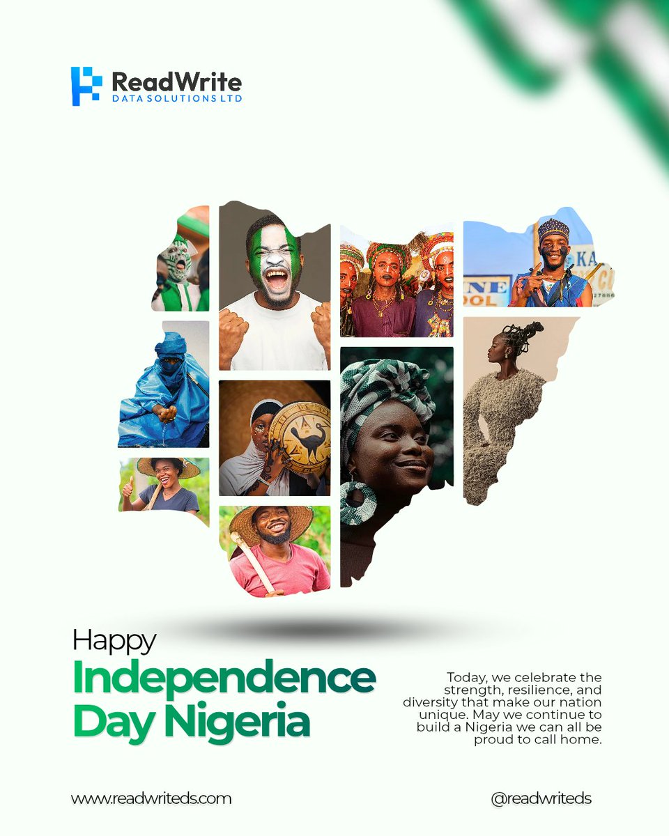 ReadWriteDS's tweet photo. Happy Independence Day, Nigeria!

Today, we celebrate our journey, our resilience, and the possibilities that lie ahead.

Here’s to a Nigeria where innovation, unity, and opportunity continue to shape a brighter future.

Happy Independence Day! https://t.co/2QdyAk3tBK