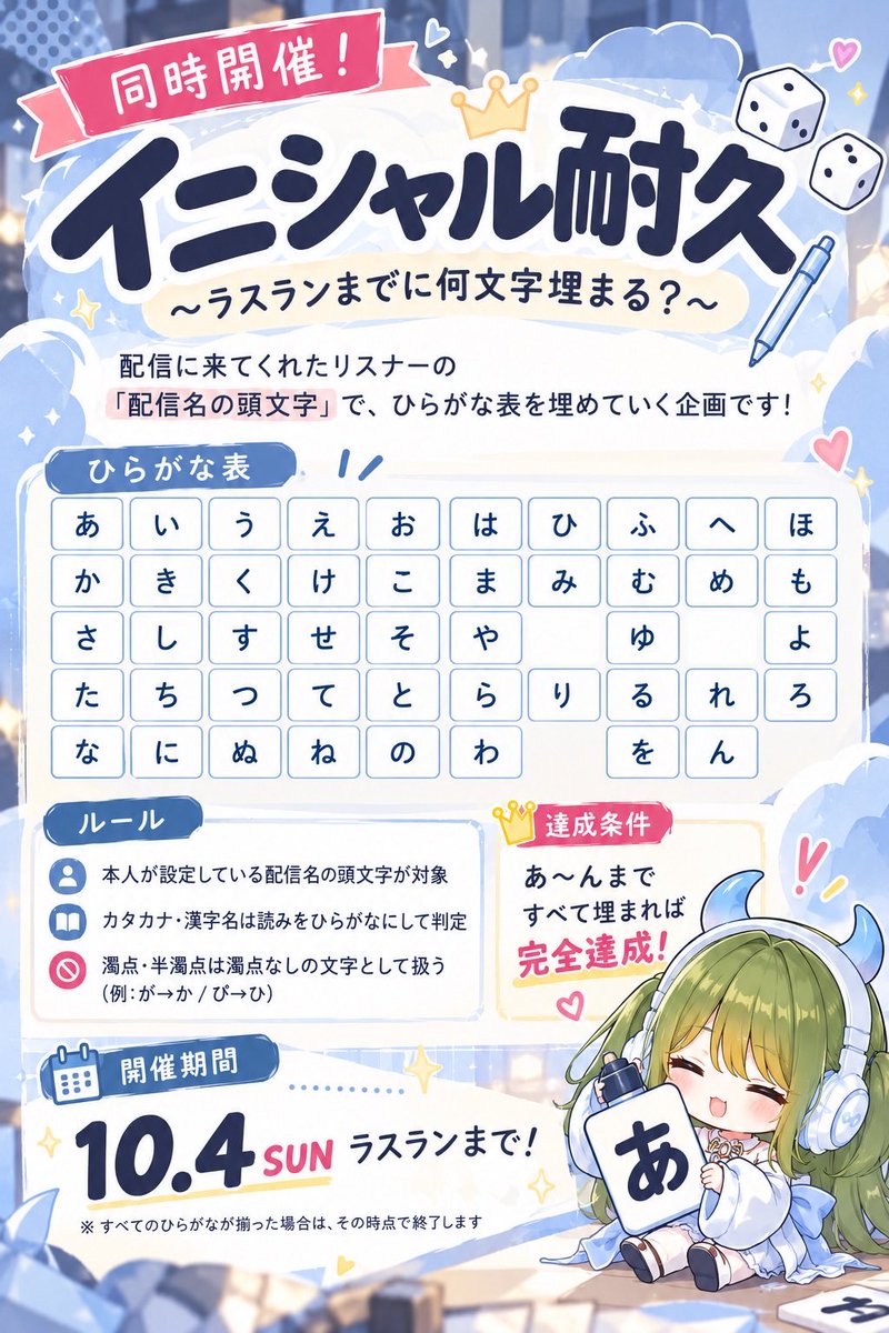 mii_tea_space's tweet photo. 【 ゆる小走り企画配信⭐︎本日21:00〜 】

今日はUberしちゃうんだっ
何にしようかなぁ〜ŧ‹”(๑´ㅂ`๑)ŧ‹”

◆ イニシャル耐久 ✨
みんなの頭文字教えてぇ🫶

◆ 役職ダイス🎲

チェキ撮りたい方は声かけてねっ

毎日本当に楽しくて大笑いで
うれしいですっ(◍︎´꒳`◍︎)
来てくれてありがとう♡ https://t.co/dfalBXl3qt