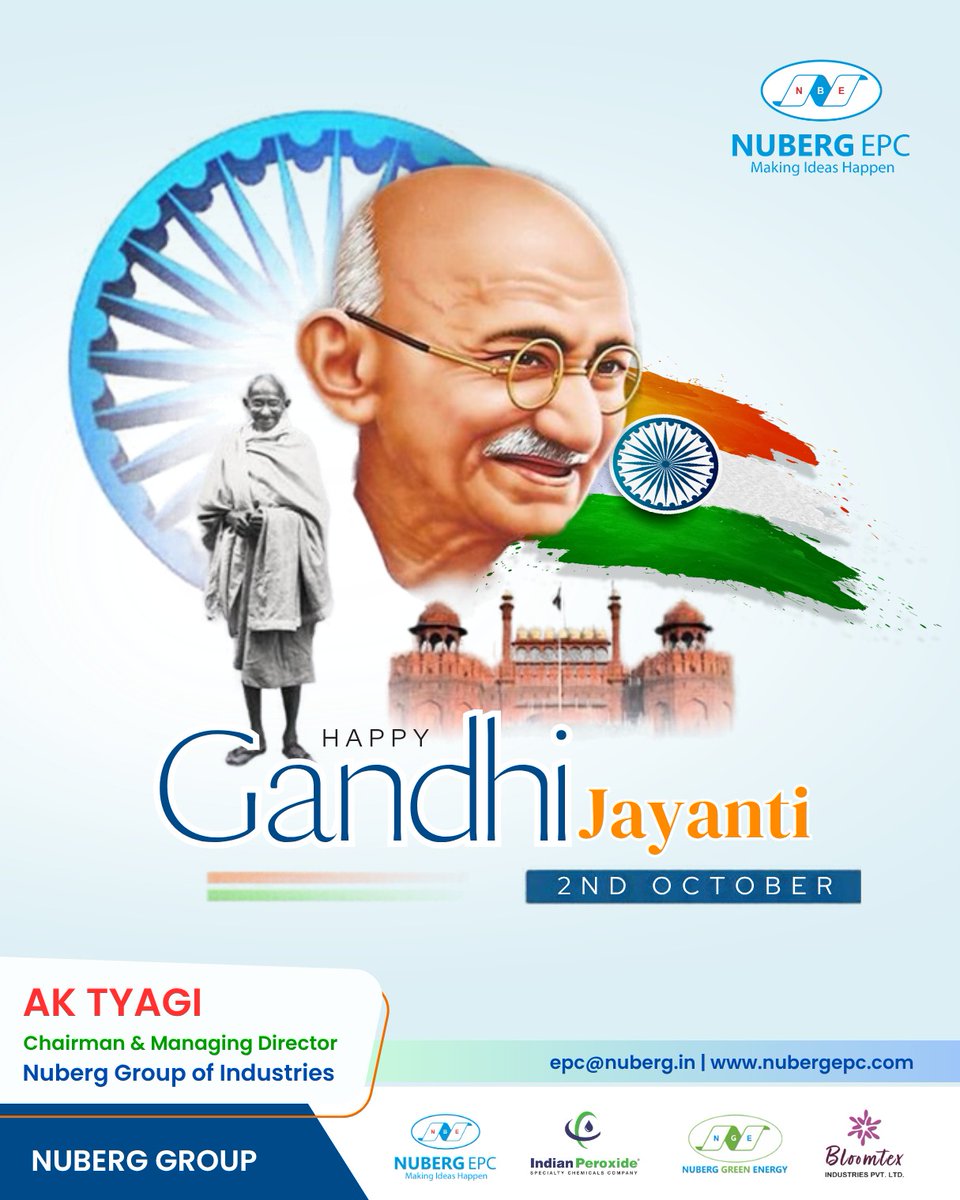 NubergEPC's tweet photo. On Gandhi Jayanti, we reaffirm the enduring relevance of Mahatma Gandhi’s principles—simplicity, integrity, and self-reliance central to India’s growth narrative & translate them into responsible engineering & future-ready industrial infrastructure.
#nubergepc #gandhijayanti https://t.co/8mvUD1D7YM