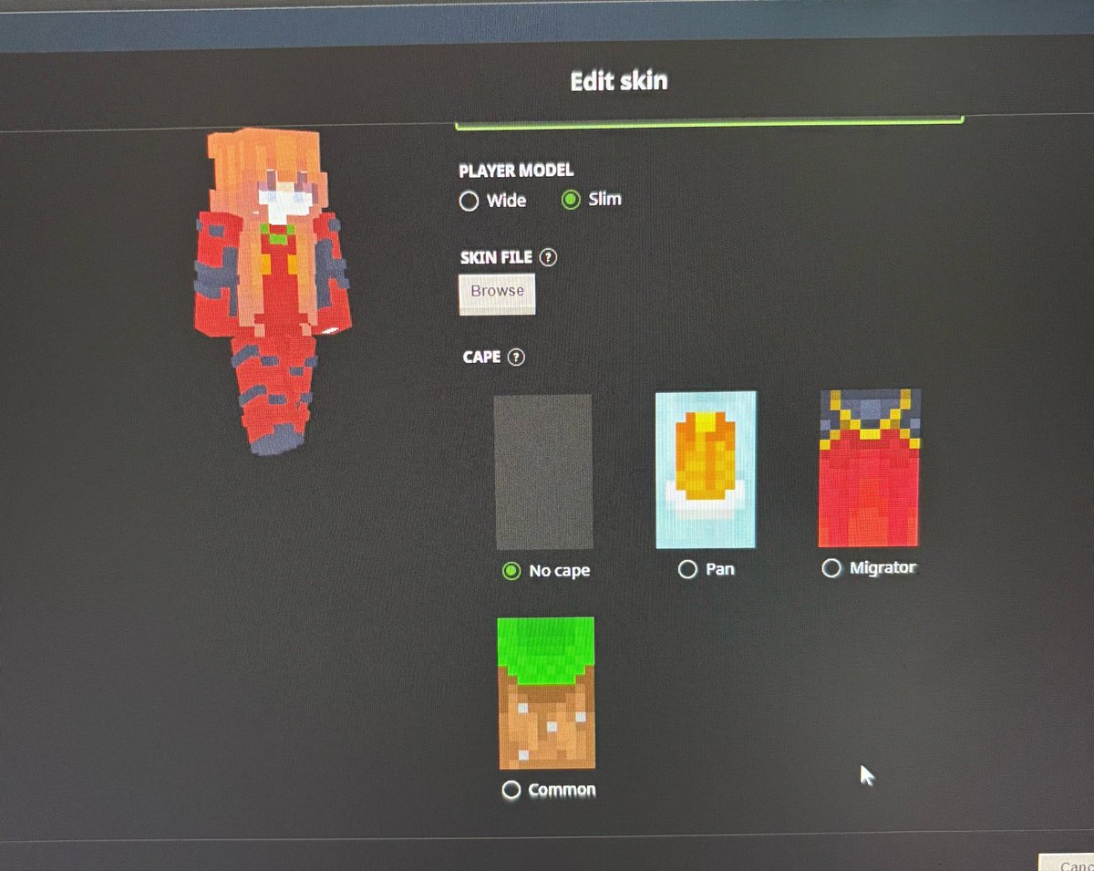 HonkinPaddy's tweet photo. So it first let me equip the cape on bedrock. And then when I went to go check Java, and it still wasn’t there, I logged back on bedrock. Now bedrock won’t even let me equip the cape and it is  still not showing up in my Java capes. 

@Minecraft help 😭 #minecraft https://t.co/ZPRNVSQlDZ