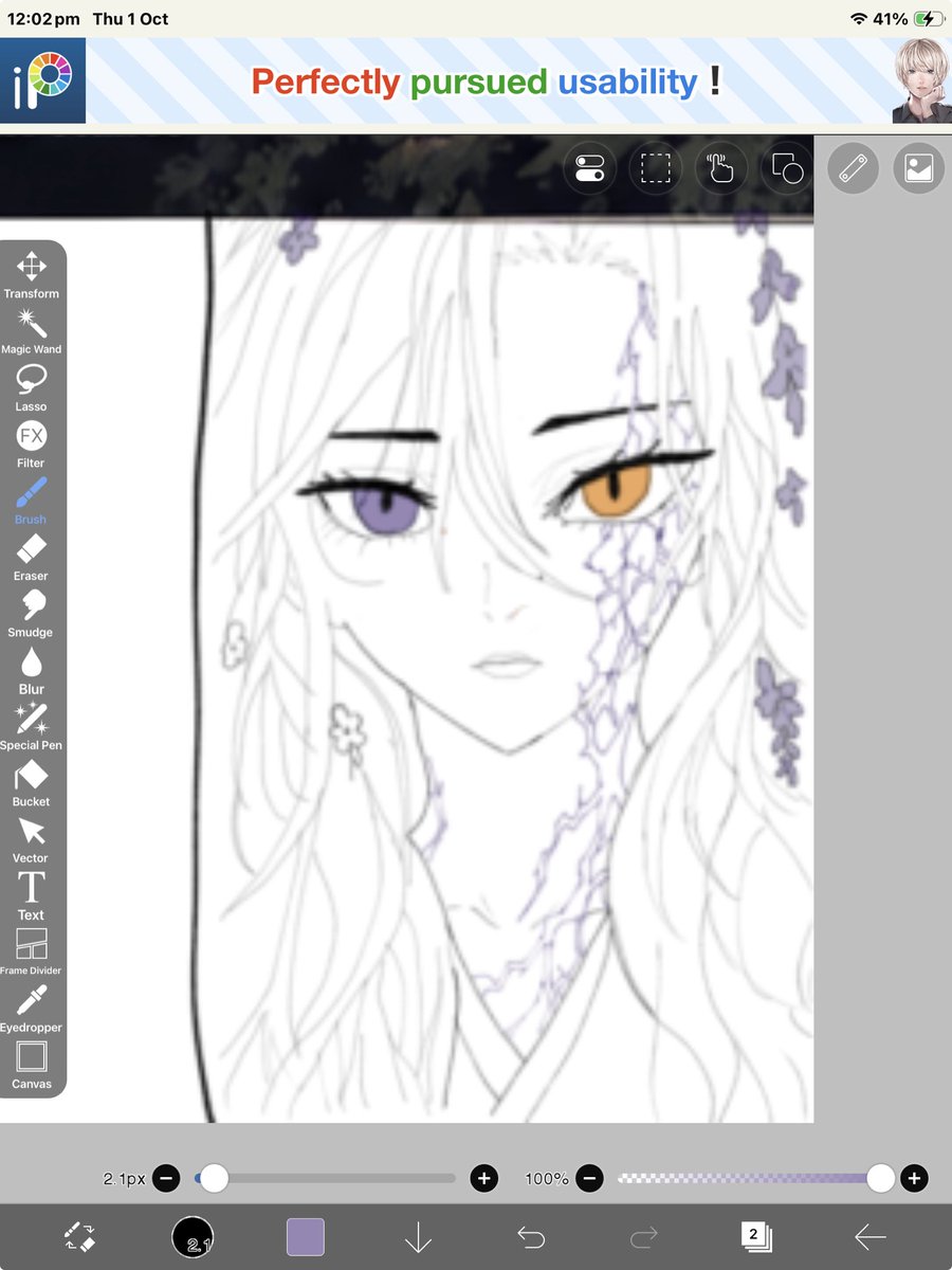 ChloeTheHermit's tweet photo. Trying to be brave and share things. Dunno if I should considering the Ai feeders. But since my niece is doing this I might as well.

The left is Lillian the Cat.
On the right, a strangely blurry doodle of Momoka, my Demon Slayer OC.
One was on an iPad, the other a tiny iPhone. https://t.co/y08tHQyM23