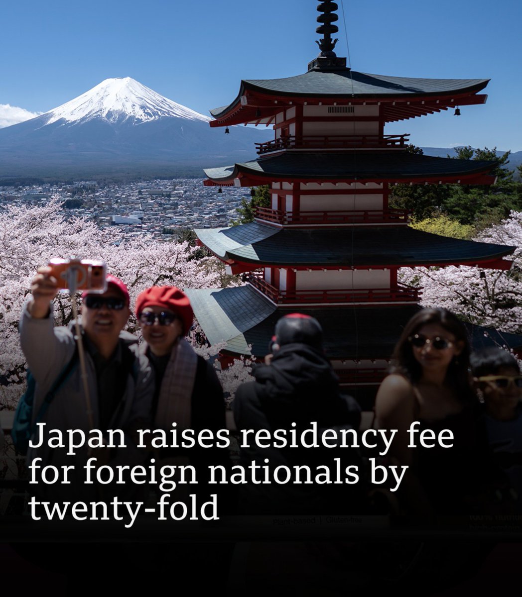 TrumpUpdatbtX's tweet photo. 🇯🇵 Japan Hikes Residency Fees!

Japan has raised fees for foreigners seeking residency, with the permanent residency fee jumping 20× to ¥200,000 ($1,270). https://t.co/WZ2MTTOh6X