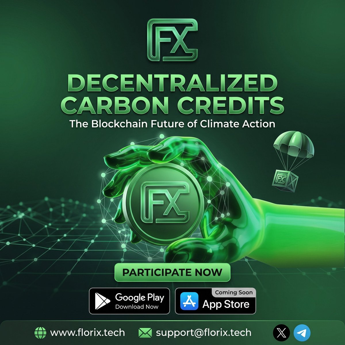 FlorixTech's tweet photo. Decentralized #CarbonCredits: The #Blockchain Future of Climate Action 🌍
🔗 Empowering a sustainable planet with Florix. Participate now and explore the Flo ecosystem!
📲 Download on Google Play:https://t.co/ne84yZu5rZ
#Florix #GreenWeb3 #ClimateAction #BlockchainTech https://t.co/80WSUzliur