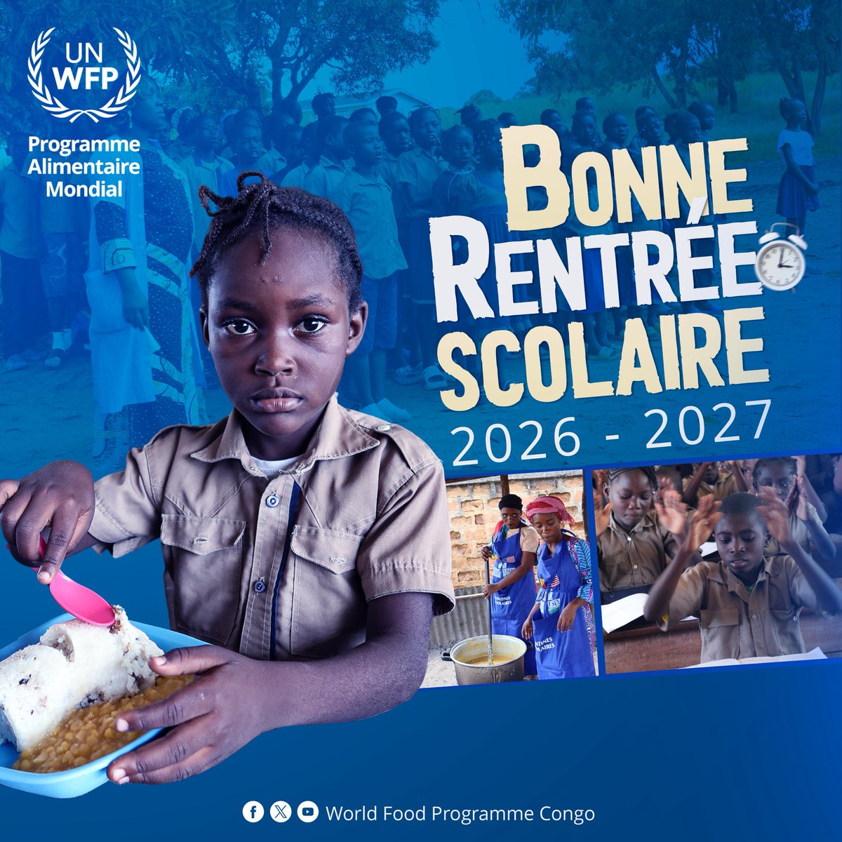 PamCongo's tweet photo. 🎒C’est la rentrée scolaire ! C’est aussi la reprise des cantines scolaires.
 
Le PAM souhaite à tous les élèves du Congo une année scolaire pleine d’apprentissage et de réussite.
 
#BonneRentréeScolaire #CantinesScolaires #PAM #WFPCongo https://t.co/wF1HMPNkp9