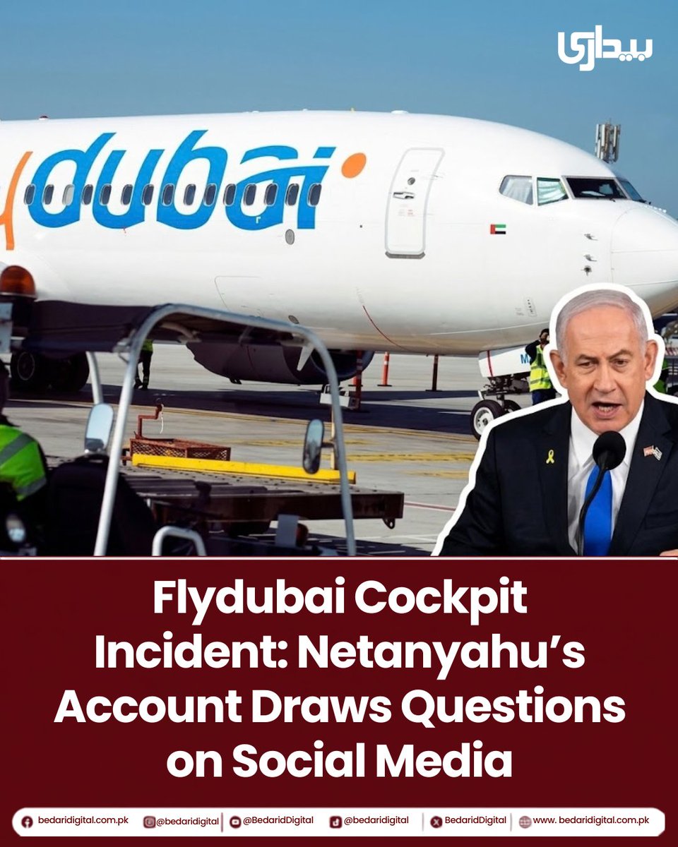 BedariDigital's tweet photo. Flydubai Cockpit Incident: Netanyahu’s Account Draws Questions on Social Media
Dubai–Tel Aviv flight incident has sparked widespread discussion on social media after Israeli Prime Minister Benjamin Netanyahu presented his account of what happened inside the Flydubai cockpit.Netanyahu said passenger Yaniv Hayun helped overpower a co-pilot who had allegedly attacked the pilot and attempted to take control of the aircraft.However, Flydubai described the situation as an “altercation” in the flight deck and said that the reasons and motives behind the incident were not known. The aircraft was diverted to Tabuk, Saudi Arabia, where it landed safely.
for more:https://t.co/gaOJeFJnqU