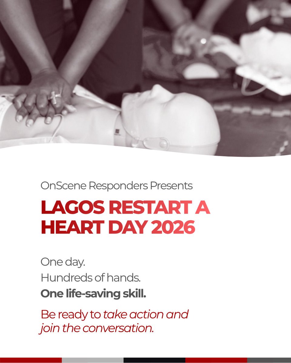 Onscene_R's tweet photo. ❤️‍🩹 LAGOS, ARE YOU READY TO RESTART A HEART?

SOMETHING BIG IS COMING. 

GET READY TO JOIN THE CONVERSATION 

📆 : 16th October, 2026

#onsceneresponders #restartaheart #cprtraining #letstalkaboutit https://t.co/VRKidqW2Oc