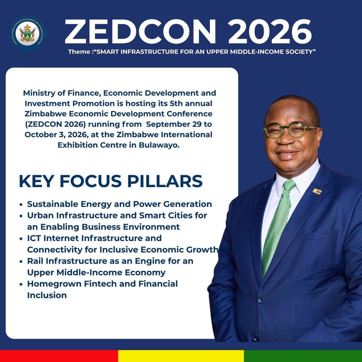 NoeMusah's tweet photo. ZEDCON 2026 is bringing the right minds into one room — policymakers, investors, researchers and industry  to turn ideas into practical solutions for smarter infrastructure, stronger competitiveness and Zimbabwe’s economic transformation. #ZEDCON https://t.co/N53ptINwxC