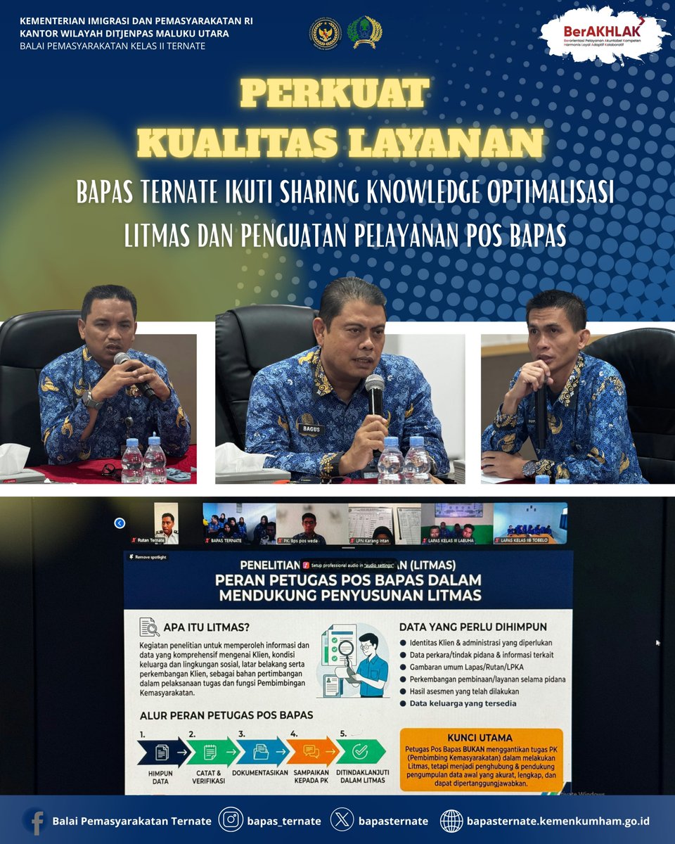 bapasternate's tweet photo. Bapas Ternate Ikuti Sharing Knowledge Optimalisasi Litmas dan Penguatan Pelayanan Pos Bapas

#kemenimipas
#guardanguide
#infoimipas
#bapasternate
#humasbapasternate https://t.co/AYB03MFBRG