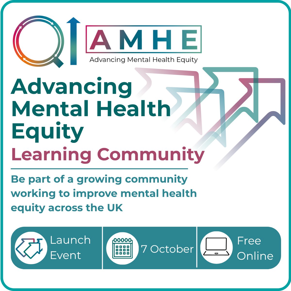 rcpsych's tweet photo. Come join the new Advancing Mental Health Equity (AMHE) Learning Community hosted by the NCCMH!

💡 Connect with others
💡 Free online event

🎟️ Register here: https://t.co/EbxTkp7Rn8

#MentalHealthEquity #QualityImprovement https://t.co/cy7rO42QGj