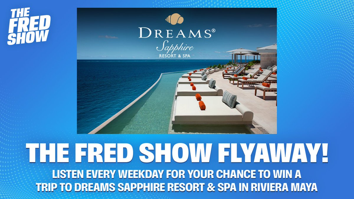 1035KISSFM's tweet photo. Fred has your getaway to Riviera Maya ✈️ 

Listen all week for your chance to win a trip to Dreams Sapphire Resort &amp; Spa on the beach in Puerto Morelos 🧖‍♀️ Listen live on you radio 📻 or the free iheart app 📱 https://t.co/FUxf1M6Mho