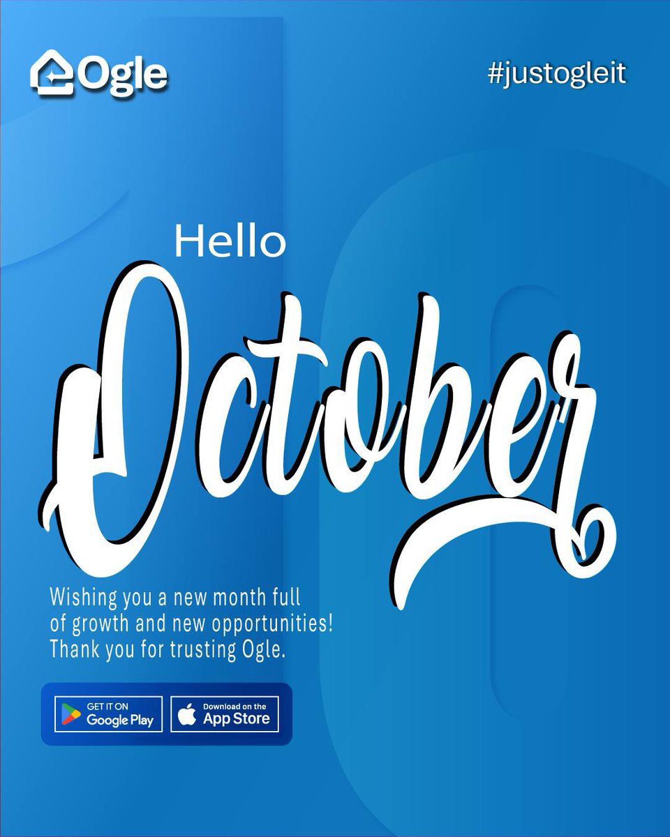 oglepropertyNg's tweet photo. Happy New Month from Ogle.
Welcome to October,a new month to discover more places and find what's right for you.
#Ogle #justOgleit #NewMonth https://t.co/gnH5RqX8dx