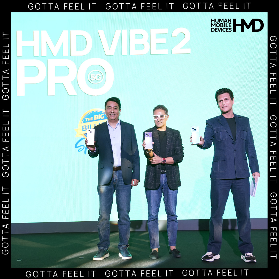 HMDdevicesIN's tweet photo. The moment it all came together. 

From the reveal of HMD Vibe2 Pro 5G to the price that made it official -  here’s a look at the moments from the launch stage.

Gotta feel it.

#HMD #HMDIndia #HMDPro #Vibe2Pro #Vibe #gottafeelit

(HMD Vibe2 Pro, HMD Vibe2 Pro launch, HMD smartphone, HMD India, new 5G smartphone, Pro smartphone, HMD Vibe2 Pro India)
