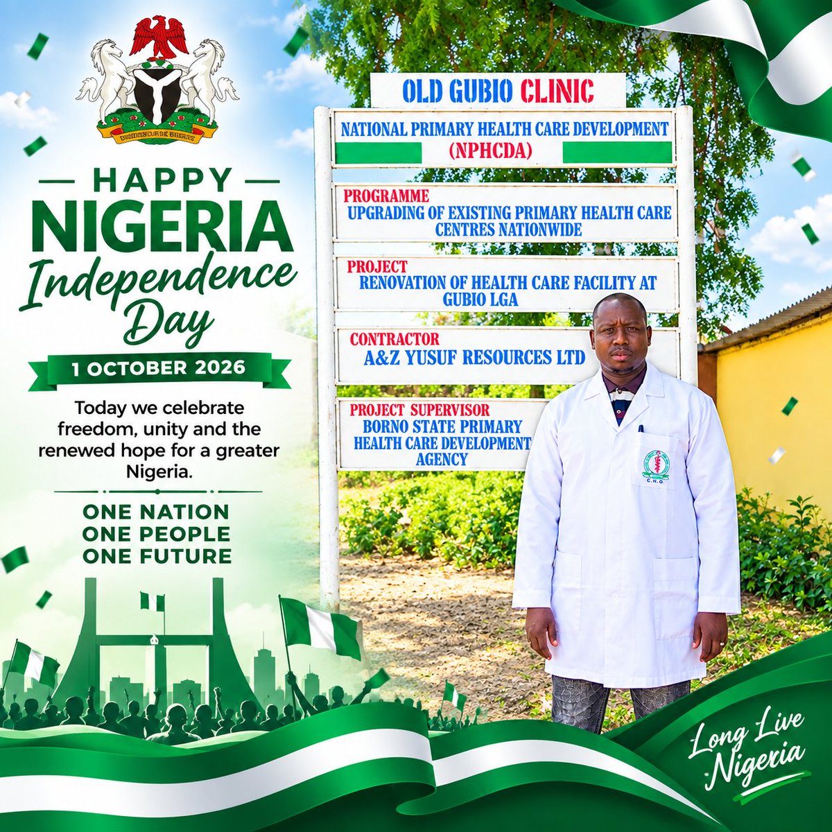 AlhajiModuGubi4's tweet photo. HAPPY INDEPENDENCE DAY, NIGERIA! 🇳🇬

Happy Independence Day to the good people of Nigeria.

As we celebrate this significant day, may the sacrifices of our past leaders and patriots who fought for Nigeria’s independence never be in vain. May their dedication, courage and love https://t.co/QJmy8tMtAs