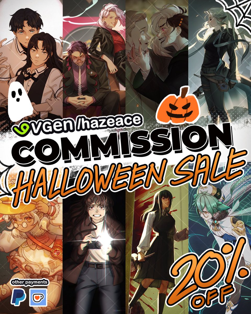 hazeace_art's tweet photo. 🎃HALLOWEEN SALE🎃
20% Off on all Commission Types

This SALE will last for the whole month of Oct!

If you're interested, kindly send me a DM, Ko-Fi, Vgen, or email me at hazeace.illustrations@gmail.com!

#commissionsopen #commission #vgen #vgenopen #vgencomm #webtoon #halloween https://t.co/WjquKInAdv