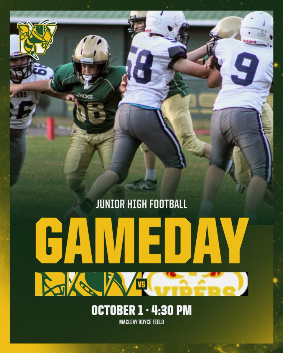 AthleticsWSD's tweet photo. GAMEDAY: JH Football host the Vermont Vipers at 4:30pm. #swarmasone https://t.co/lXgVQZRL70