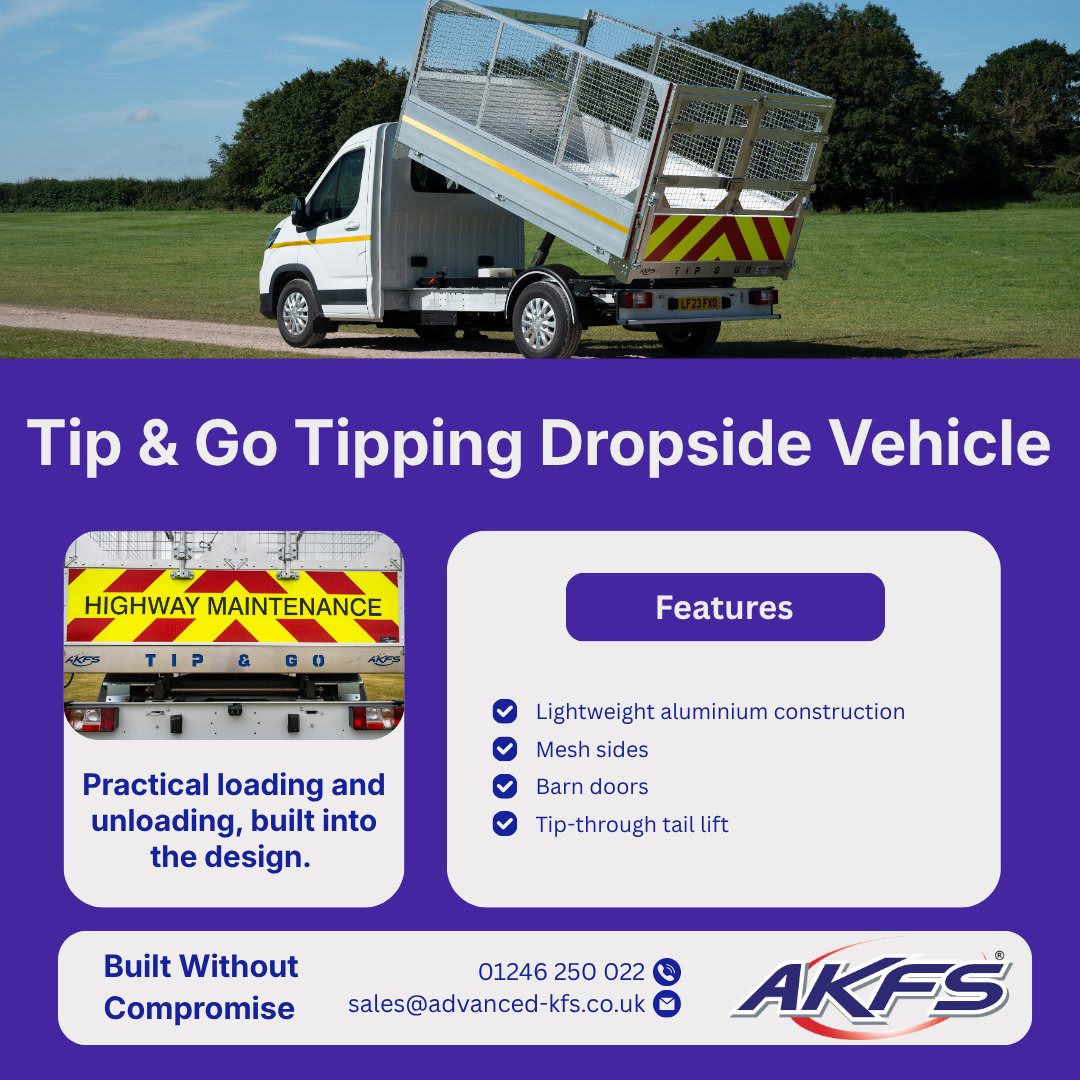 Advanced_KFS's tweet photo. Loading is only half the job.

The AKFS Tip &amp; Go® helps teams transport materials and equipment, with a tipping body designed to make unloading more efficient when they reach the job.

Built Without Compromise.

📞 01246 250022

#AKFS #GroundsMaintenance https://t.co/l7J6SeN878