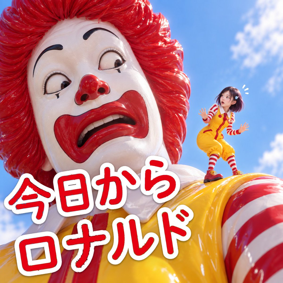 Kotsubu_size's tweet photo. え、ドナルドさんって
「ロナルドさん」になったん��すか…？😳

ちなみに今、私は…
そのロナルドさんの肩の上に
乗ってるんですが……

顔が近い。

怖い。

泣きそうです。

え？ ロナルドさんが大きいのかって？
違います。
今日の私が小さいんです。

#マクドナルド #サイズフェチ https://t.co/JmghTEiVQ7