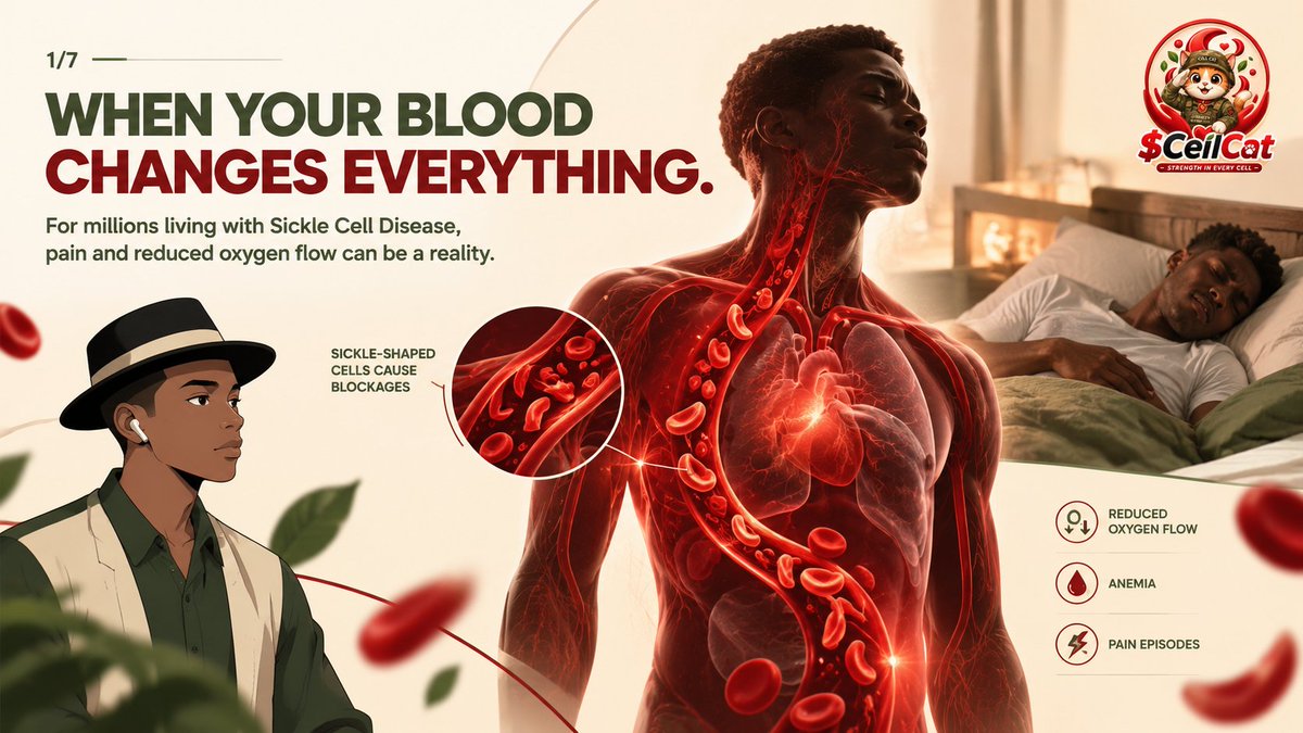 IamGoodlucck's tweet photo. imagine waking up tomorrow knowing that the pain you're feeling isn't going away in a few hours.

you didn't injure yourself.

you didn't do anything wrong.

your own red blood cells are making it harder for oxygen to move through your body.

for millions of people living with sickle cell, this is a reality.

but what exactly is happening inside their bodies?

and what can we do about it?

let's talk about it. 

A thread___ 🧵