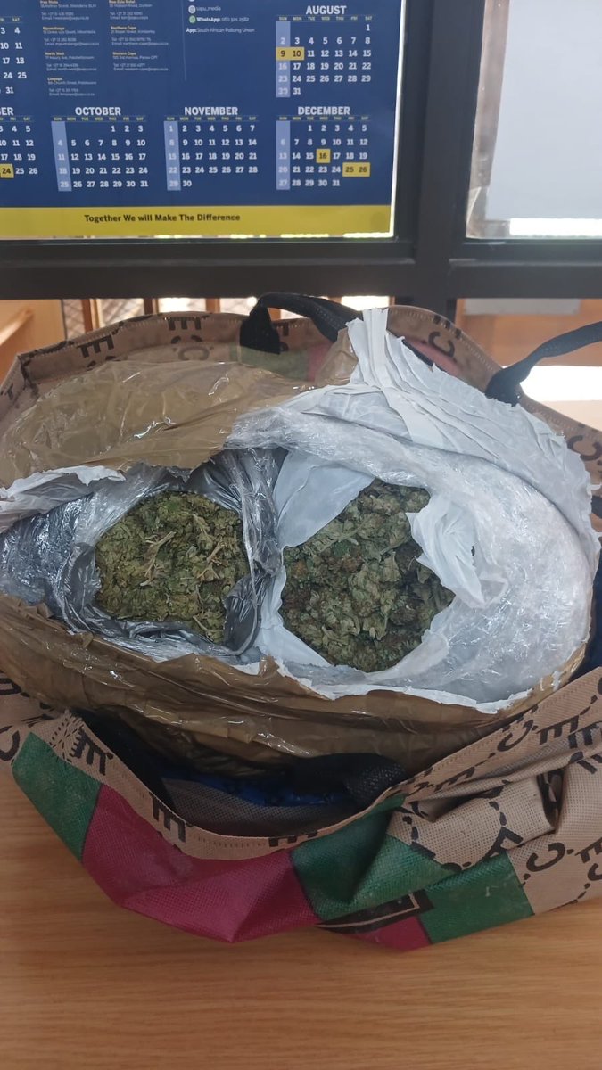SAPoliceService's tweet photo. #sapsWC [FLYING SQUAD MEMBERS ARREST LONG-DISTANCE BUS DRIVER FOR DEALING IN DAGGA]

A vehicle checkpoint at Prince Albert resulted in the seizure of 2 057 grams of dagga on Thursday 01 October 2026. Members of #FlyingSquad searched a long-distance bus travelling from Mthatha to Cape Town. During the search, they found a bag containing 2 057 grams of dagga with an estimated street value of R20 570. One of the bus drivers was arrested on the spot for dealing in dagga.

Once charged, the 48-year-old male suspect will appear before the Prince Albert Magistrate’s Court.

#SAPS #FightingCrime #DrugsOffTheStreets #SaferCommunities ST

https://t.co/xIHycwjdSx
